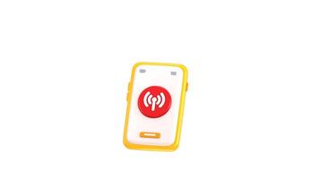 Smart phone with Radio antenna network icon animation concept of phone network icon 3d render video