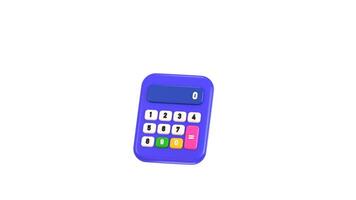 3d calculator icon animation concept of math device on financial analytics calculations icon animation 3d render video
