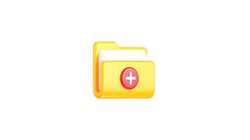 Folder with plus documents concept of add folder icon 3d animation video