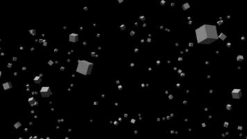 Abstract winter Christmas animation with black background. It is snowing from 3D cubes. video
