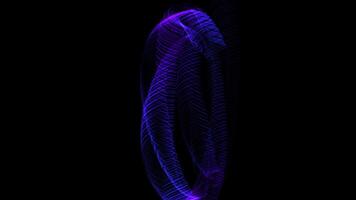 Curved lines flying in an ellipse, glowing with neon light. Rotating ellipse. Abstract animation. video