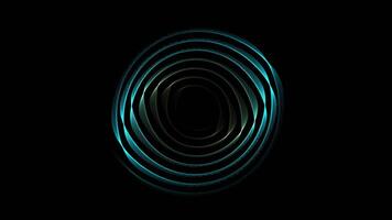 An abstract flying tunnel of circles of blue lines. Black background. video