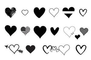 Heart silhouette set, Set of heart icon. vector