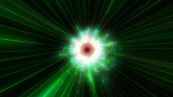 A vibrant explosion of green light beams creating a dynamic energy burst for nature, abstract, or futuristic design themes video