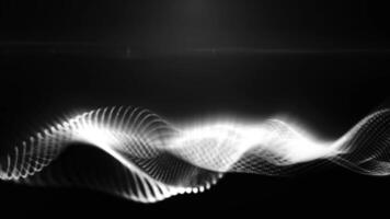 A black and white abstract wave of particles and light, offering a sleek, futuristic energy flow in a minimalistic style video