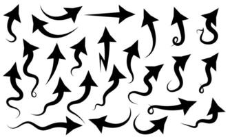 set of black editable arrows of different shapes vector