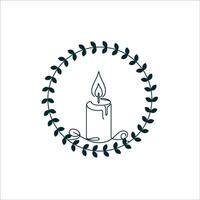 Minimalist Candle Silhouette in One Line vector