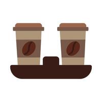 Takeaway coffee for two in solid cartoon style vector