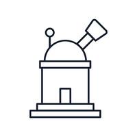 Observatory with the telescope in outline style vector