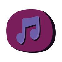 Musical party round element with note sign in cartoon style vector