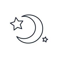 Crescent and stars in outline style vector