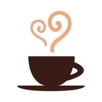 Steaming aromatic coffee in cup in solid style vector
