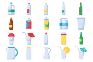 Containers for Beverages Flat Style Set vector