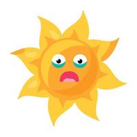 Scared panic anxious emoji sun element vector