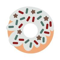 Glazed donut with sprinkles in solid cartoon style vector