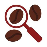 Magnifier glass investigating coffee beans in solid style vector
