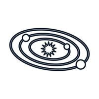 Abstract solar system with planet orbits in outline style vector