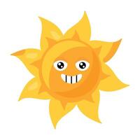Grinning smiling sarcastic emoji sun element vector