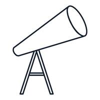 Refractor telescope on tripod in outline style vector
