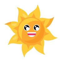 Jolly shiny smiling emoji sun element vector