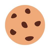 Cookie with chocolate drops in solid cartoon style vector