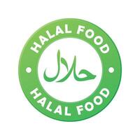 halal food logo with green and white lettering. vector