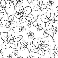 Coloring book. Seamless pattern on the theme of Easter and spring. wild flowers. Drawing in doodle style vector