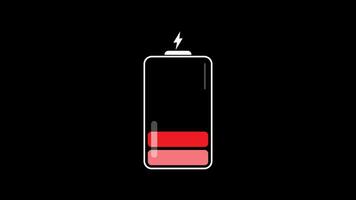 Power battery charge animation. Low and high charge level. Battery charging icon on transparent background with alpha channel. video