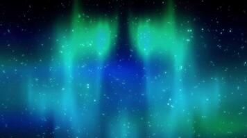 Night sky aurora with fog and clouds. Dust stars particles background. video