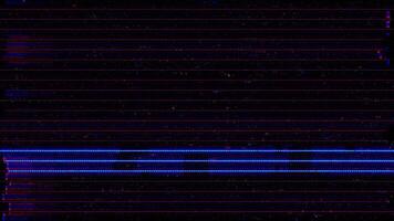 Abstract tech signal disruption digital glitch damaged effect textured overlay and light glow neon background. video