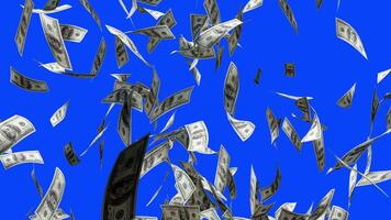 100 Dollar Bills Falling Green Screen Overlay. 3D Animation Money Rain Explosion. Dollar Banknotes Drop. Concept of business success, inflation, rich, millionaire, lottery and abundance video