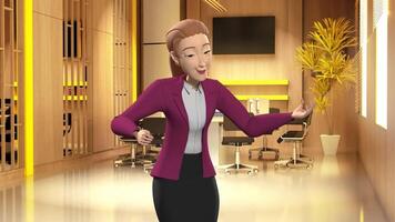 A woman in a business suit is standing in a room video