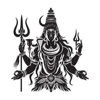 shiv silhouette in white background vector