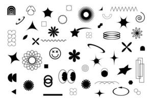 Graphic design elements,collection of graphic geometric shapes, signs and symbols boho brutalis vector