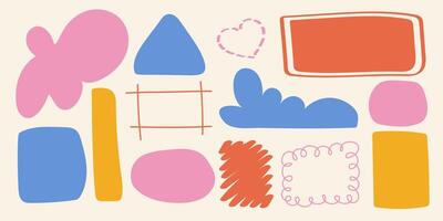 organic shapes. Hand drawn text boxes, doodles. Abstract liquid shapes. Organic flat drops. Random wave spots and curved elements in retro style. vector