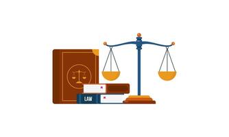 Law and Justice Concept with Scales Judge, Gavel Book, and Hammer Illustration vector