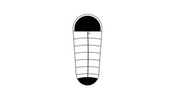 sleeping bag line art icon animation, HD with transparent background, seamless loop 4K representing hiking gear video