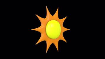 3D Sun Icon Rotating on a Transparent Background. Seamless Loop. 4K video