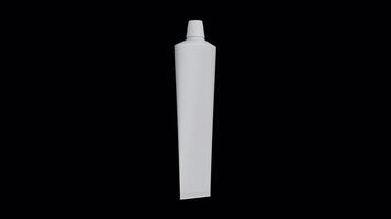 3D White Cream Tube Rotating on a Transparent Background. Seamless Loop. 4K video