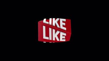 3D Like Twisted Typography on a Transparent Background. Seamless Loop. Like. 4K video