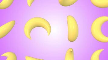 Crescent Moon Icons Falling on a Light Background. Moon 3D Animation. 4K video