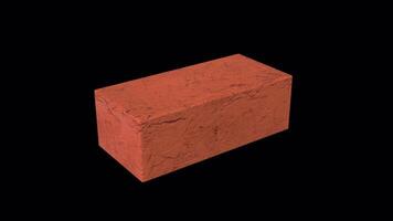 Orange and Red Single Brick Rotating on a Transparent Background. Seamless Loop. 4K video