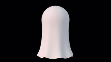 3D Ghost Costume Rotating on a Transparent Background. Seamless Loop. Horror. 4K video