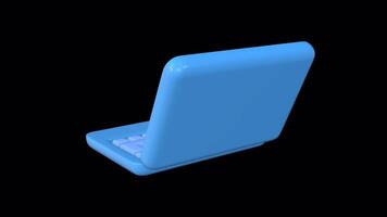 3D Laptop Icon Rotating on a Transparent Background. Seamless Loop. 4K video