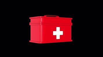 First Aid Kit Rotating on a Transparent Background. Seamless Loop. Medical. 4K video