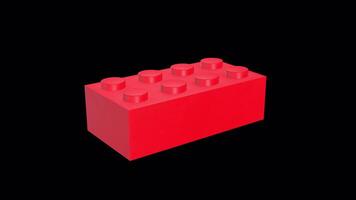 Lego Brick or Block Rotating on a Transparent Background. Seamless Loop. 4K video