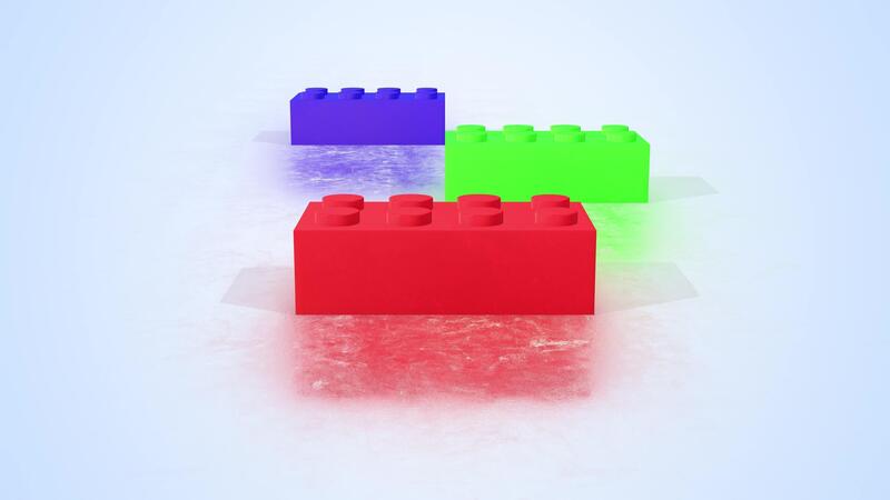 RGB Lego Blocks on a Reflective Floor. Lego Bricks 3D Animation. 4K 51585909 Stock Video at Vecteezy