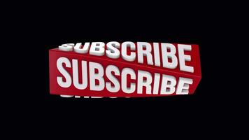 3D Subscribe Twisted Typography on a Transparent Background. Seamless Loop. 4K video
