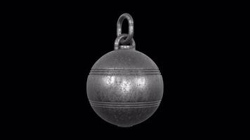 Wrecking Ball Rotating on a Transparent Background. Seamless Loop. Metal Ball. 4K video