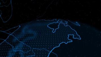 3D Globe Rotating with glowing particles. Earth rotating with moving particles. video